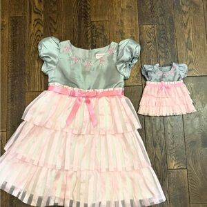 Pink and Gray Kids Matching Dress Set